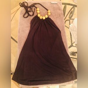 The Limited Brown Wood Bead Halter Top Size XS Sexy Cute